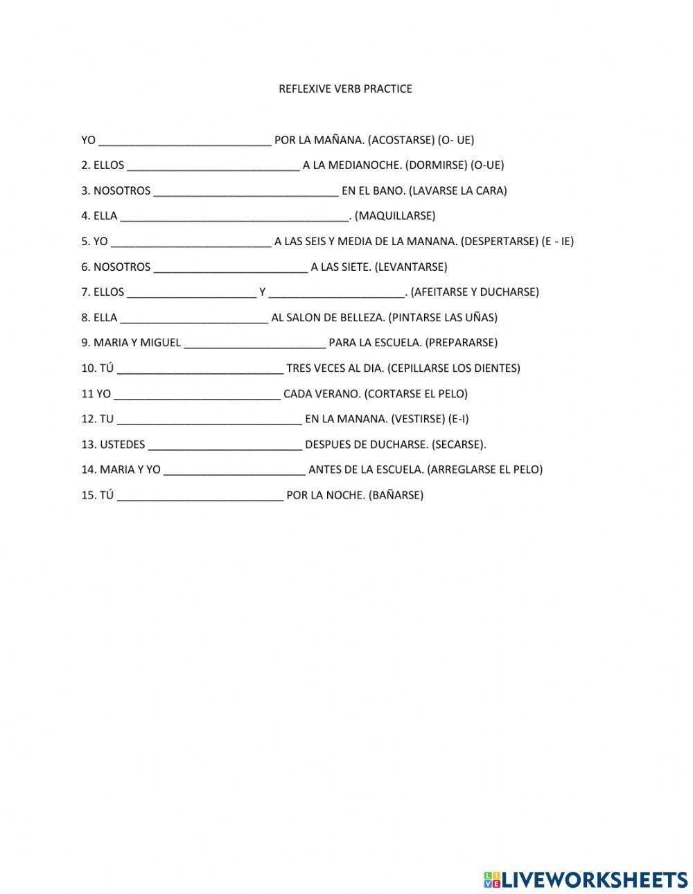 Reflexive Verbs Practice Worksheet Live Worksheets Worksheets Library Reflexive Verbs Practice Worksheet Live Worksheets Worksheets Library