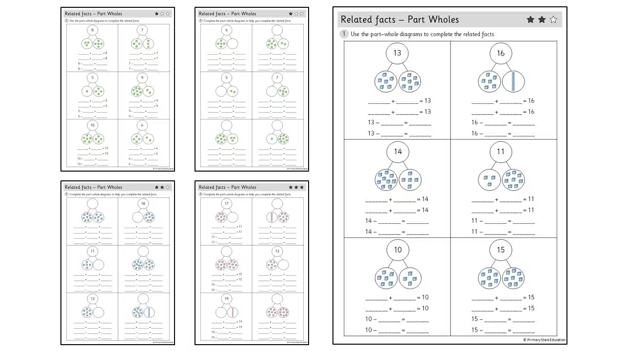 part part whole worksheets part part whole worksheets