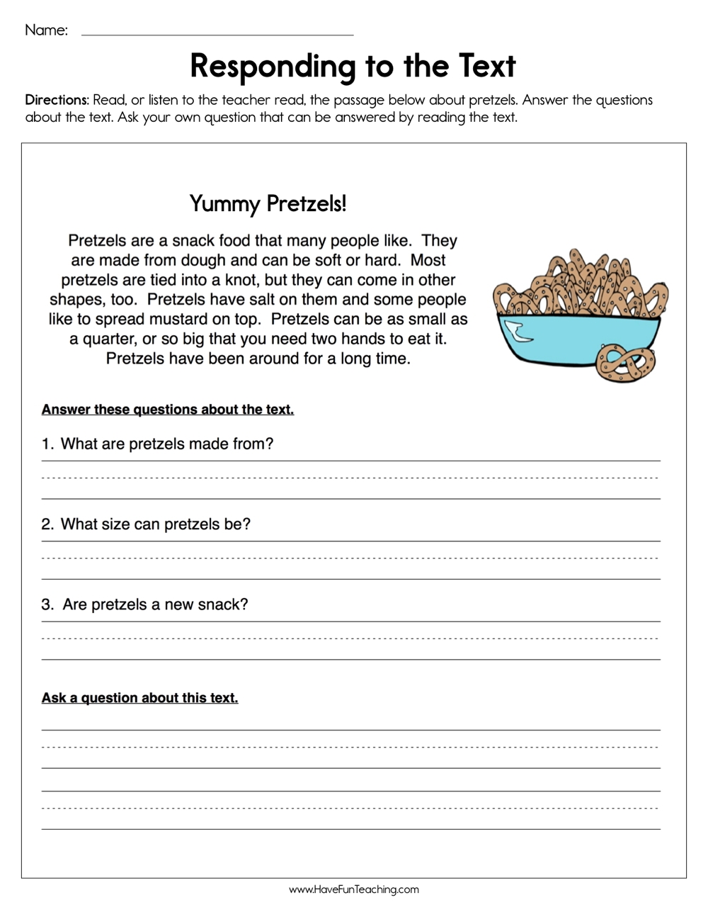 Responding To The Text Worksheet Have Fun Teaching