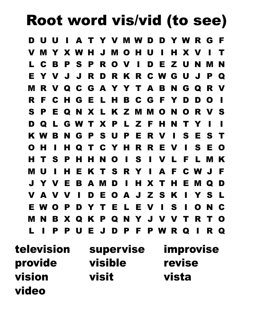 Root Word Vis vid to See Word Search WordMint