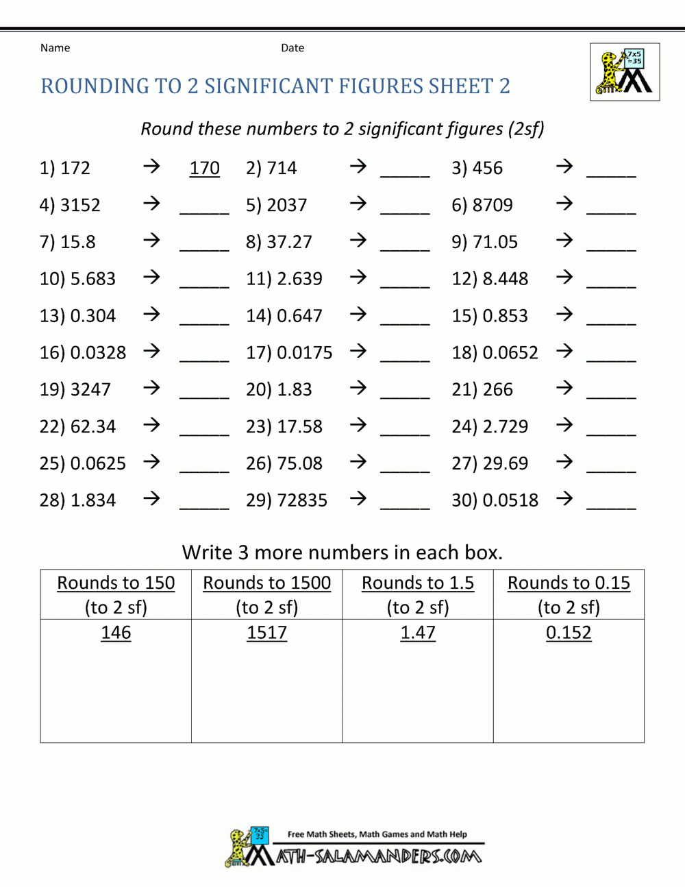 Rounding Significant Figures