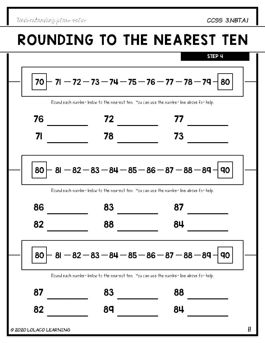 Rounding To The Nearest Ten In 3rd Grade Progressive Practice Worksheets Rounding To The Nearest Ten In 3rd Grade Progressive Practice Worksheets
