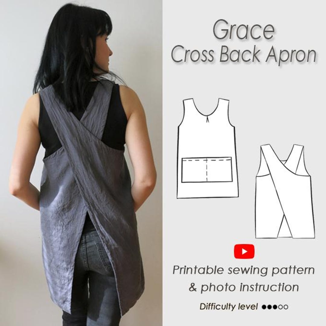 S To 3XL Cross Back Apron Sewing Pattern japanese Pinafore Pattern PDF Sewing Tutorial Digital Download Crossback Women GRACE Apron Etsy Sweden
