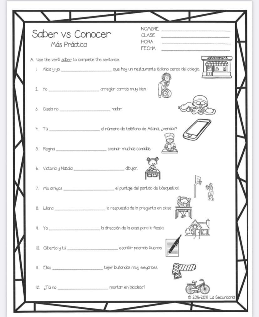 Saber And Conocer Practice Worksheets With Answers And Digital Options Worksheets Library