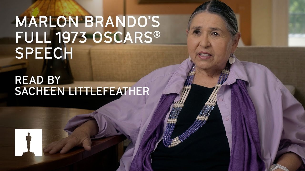 Sacheen Littlefeather Reads Marlon Brando s Full 1973 Oscars Speech YouTube Sacheen Littlefeather Reads Marlon Brando s Full 1973 Oscars Speech YouTube