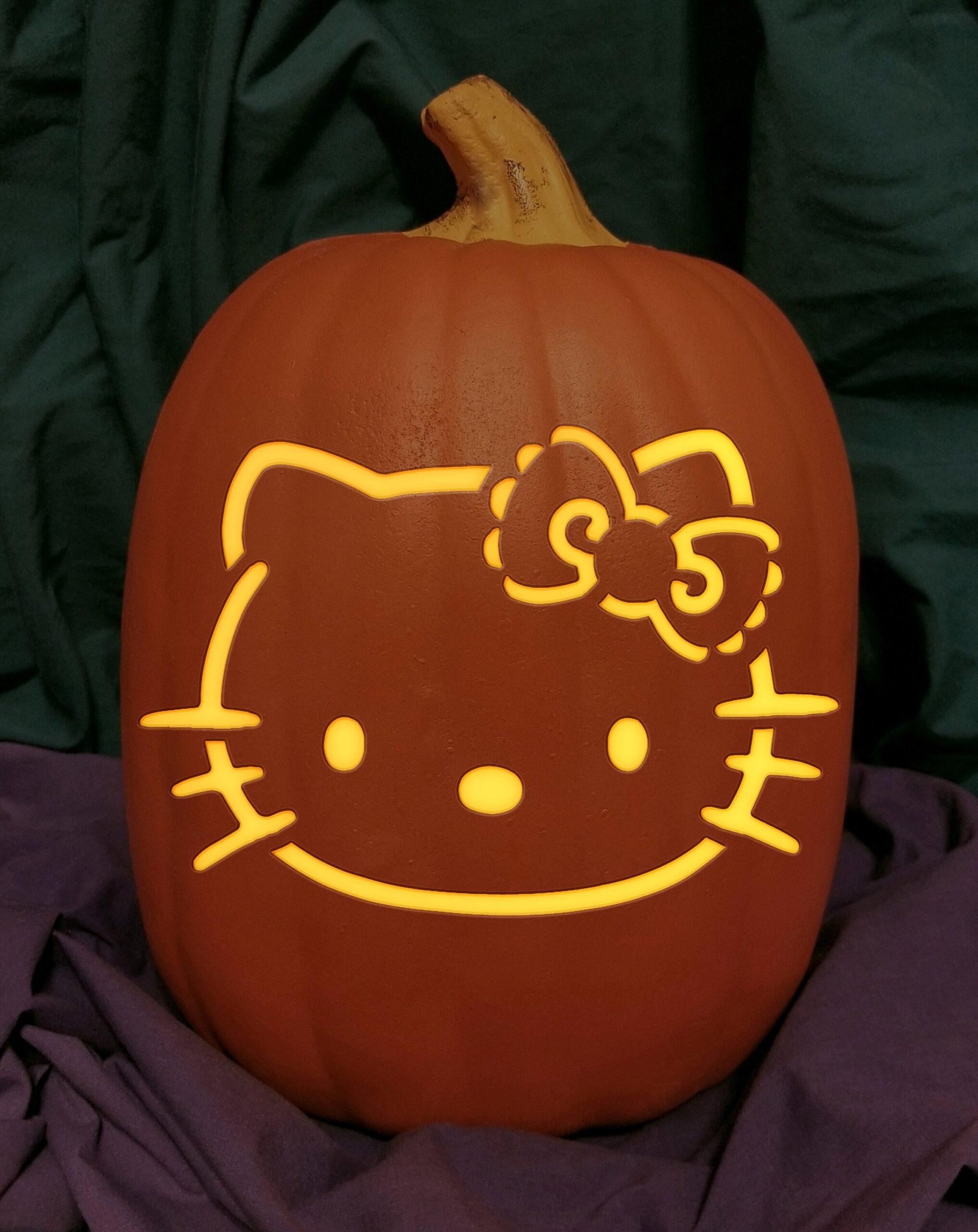 Sanrio Hello Kitty Carved Foam Permanent Pumpkin Halloween Handmade Kawaii Cute Etsy