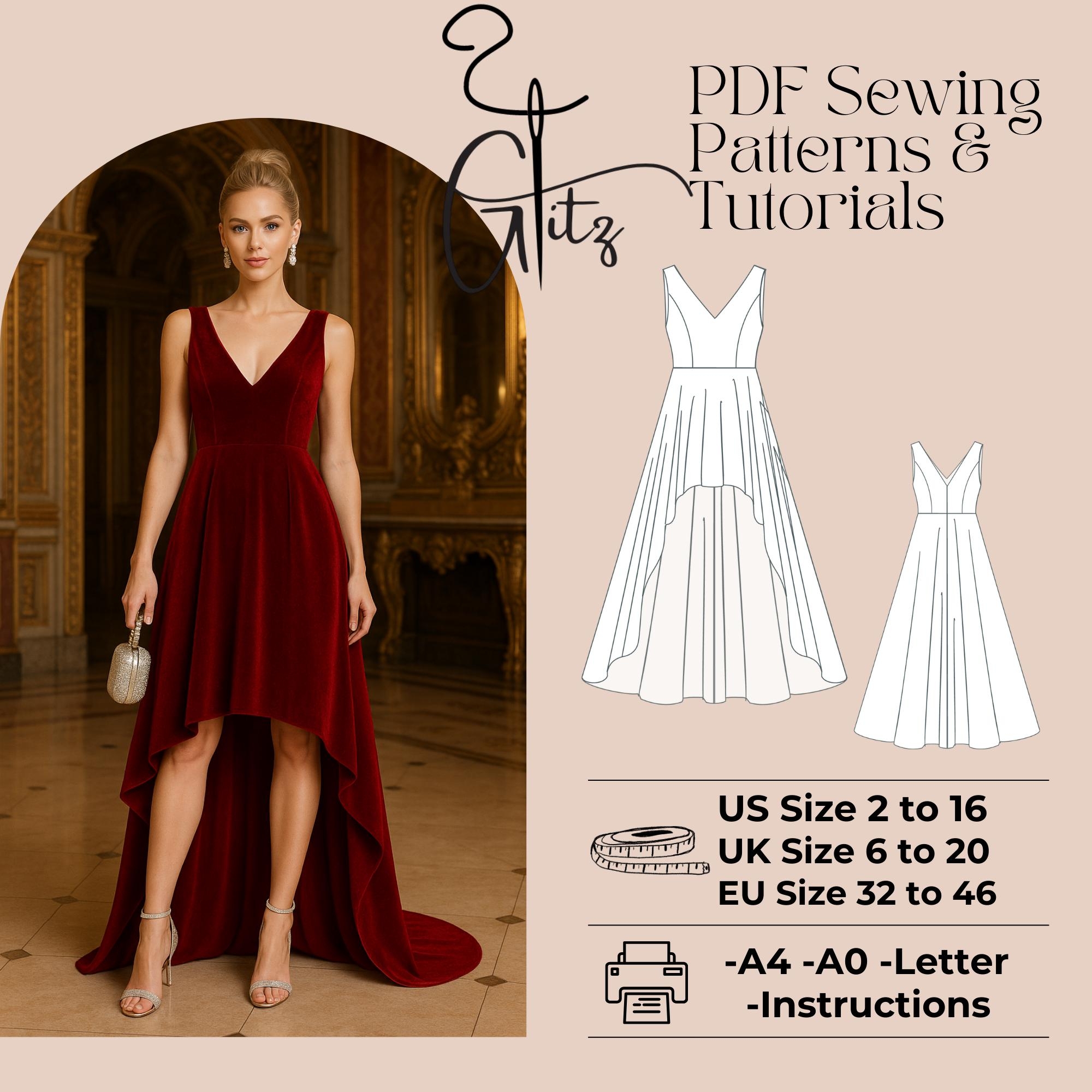 Scarlet Deep V Neck Short Front Long Back Evening Dress Sewing Pattern High Low Prom Dress Pattern PDF Digital Sewing Pattern Etsy Scarlet Deep V Neck Short Front Long Back Evening Dress Sewing Pattern High Low Prom Dress Pattern PDF Digital Sewing Pattern Etsy