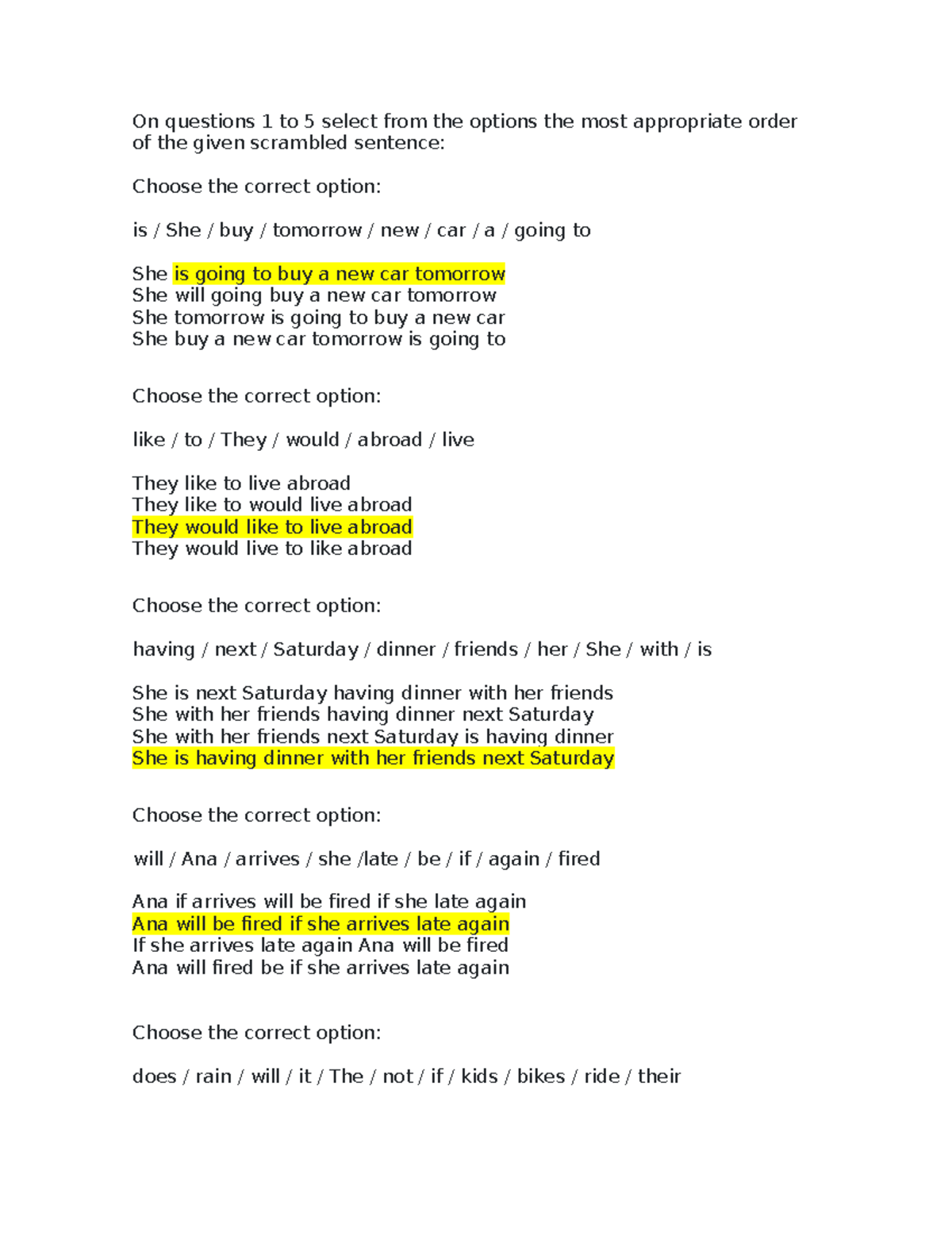Scrambled Sentences Gap Fill Exercise English Practice ENG 101 Studocu Scrambled Sentences Gap Fill Exercise English Practice ENG 101 Studocu