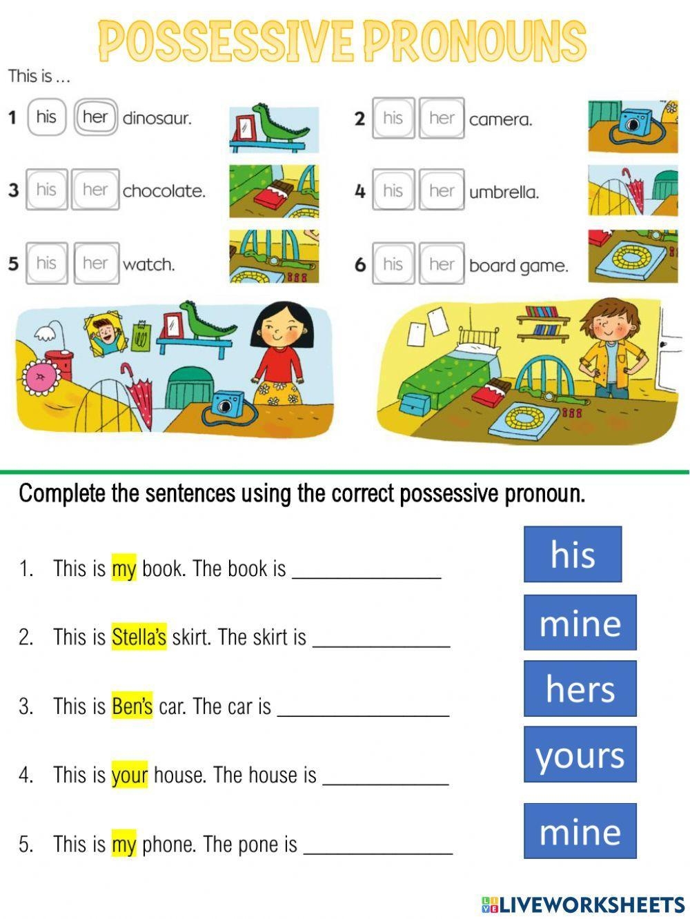 Second Grade Personal And Possessive Pronoun Activity Worksheets Library