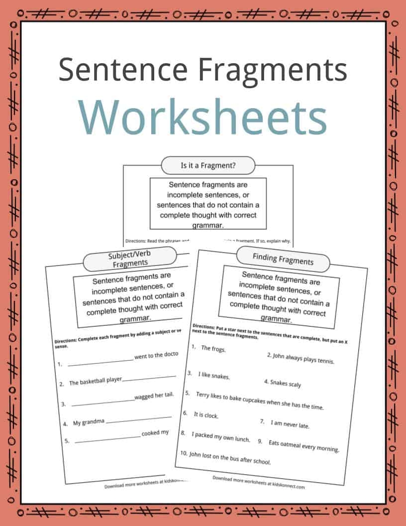 Sentence Fragment Facts Worksheets Examples Definition Sentence Fragment Facts Worksheets Examples Definition
