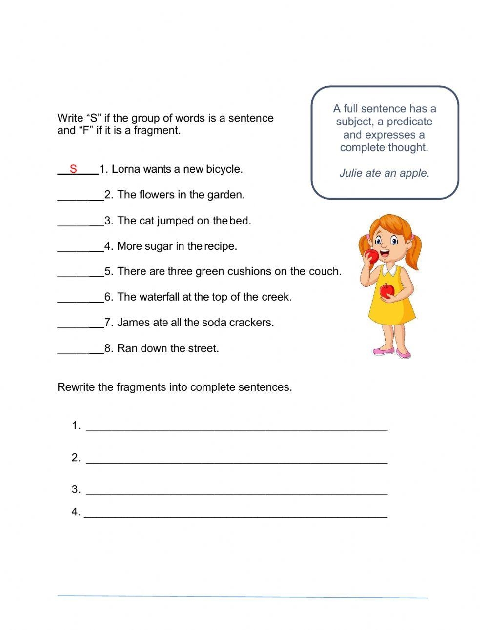 Sentence Fragment Worksheet Live Worksheets Worksheets Library Sentence Fragment Worksheet Live Worksheets Worksheets Library