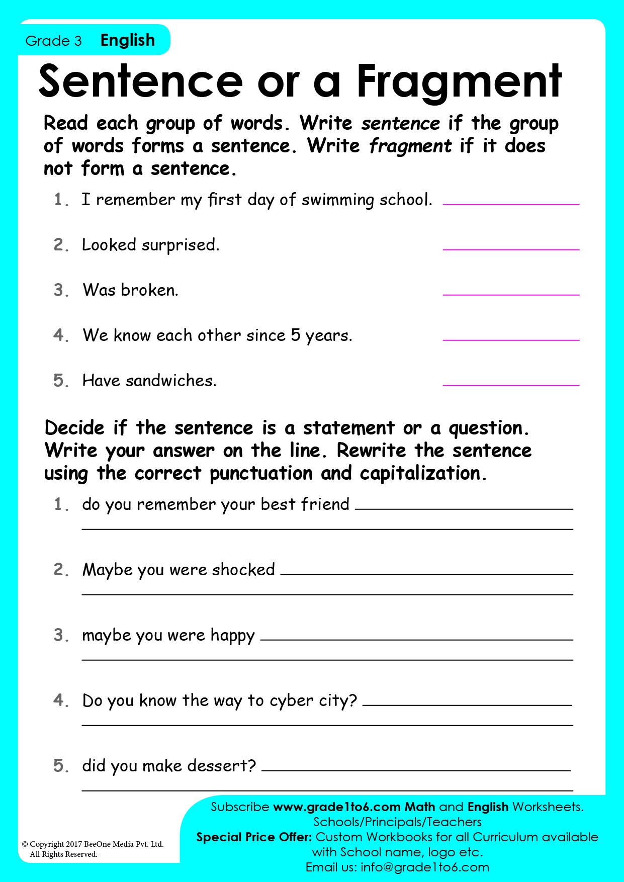 Sentences Fragment Worksheet Grade1to6 Worksheets Library Sentences Fragment Worksheet Grade1to6 Worksheets Library