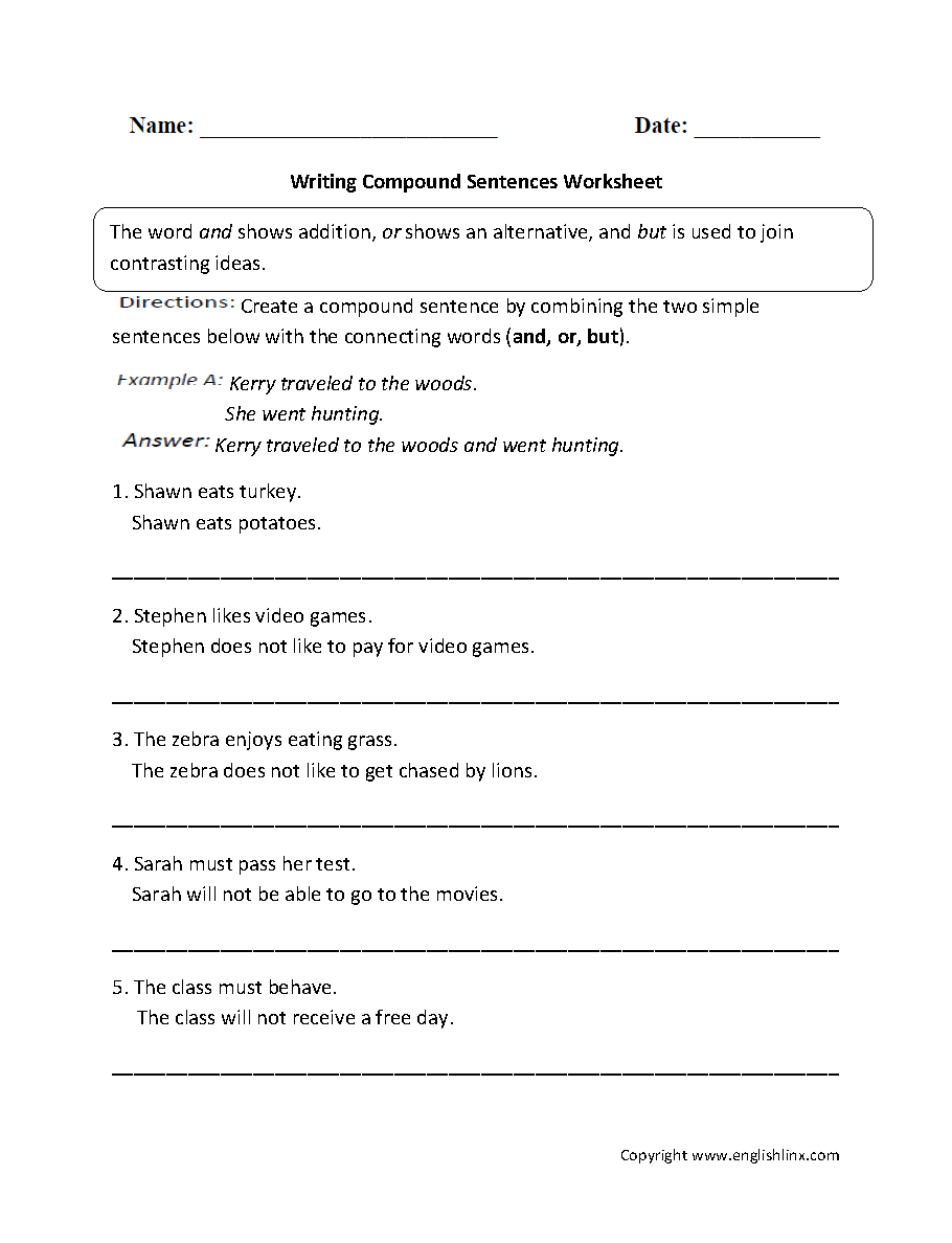Sentences Worksheetes Compound Sentences Worksheets Sentences Worksheetes Compound Sentences Worksheets