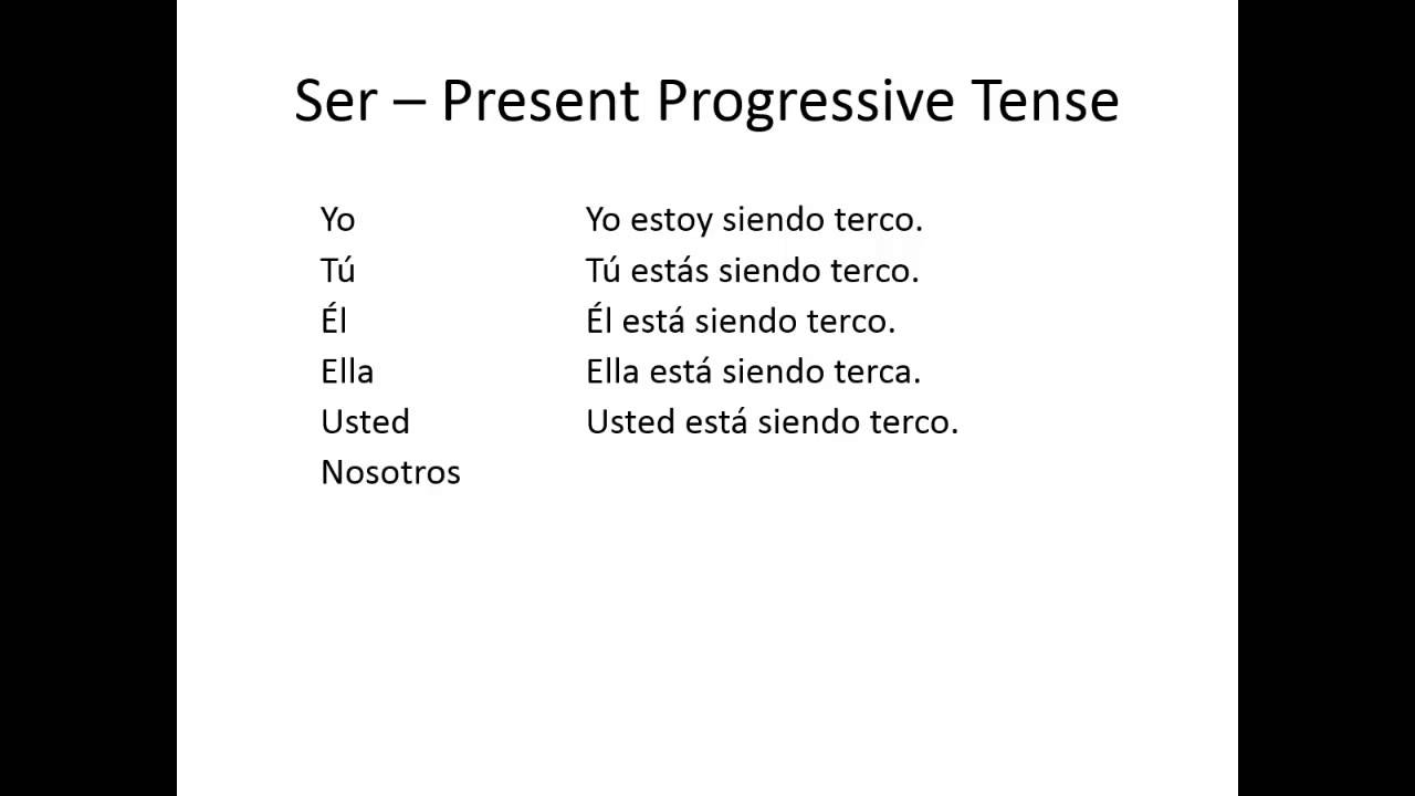 present progressive tense en español