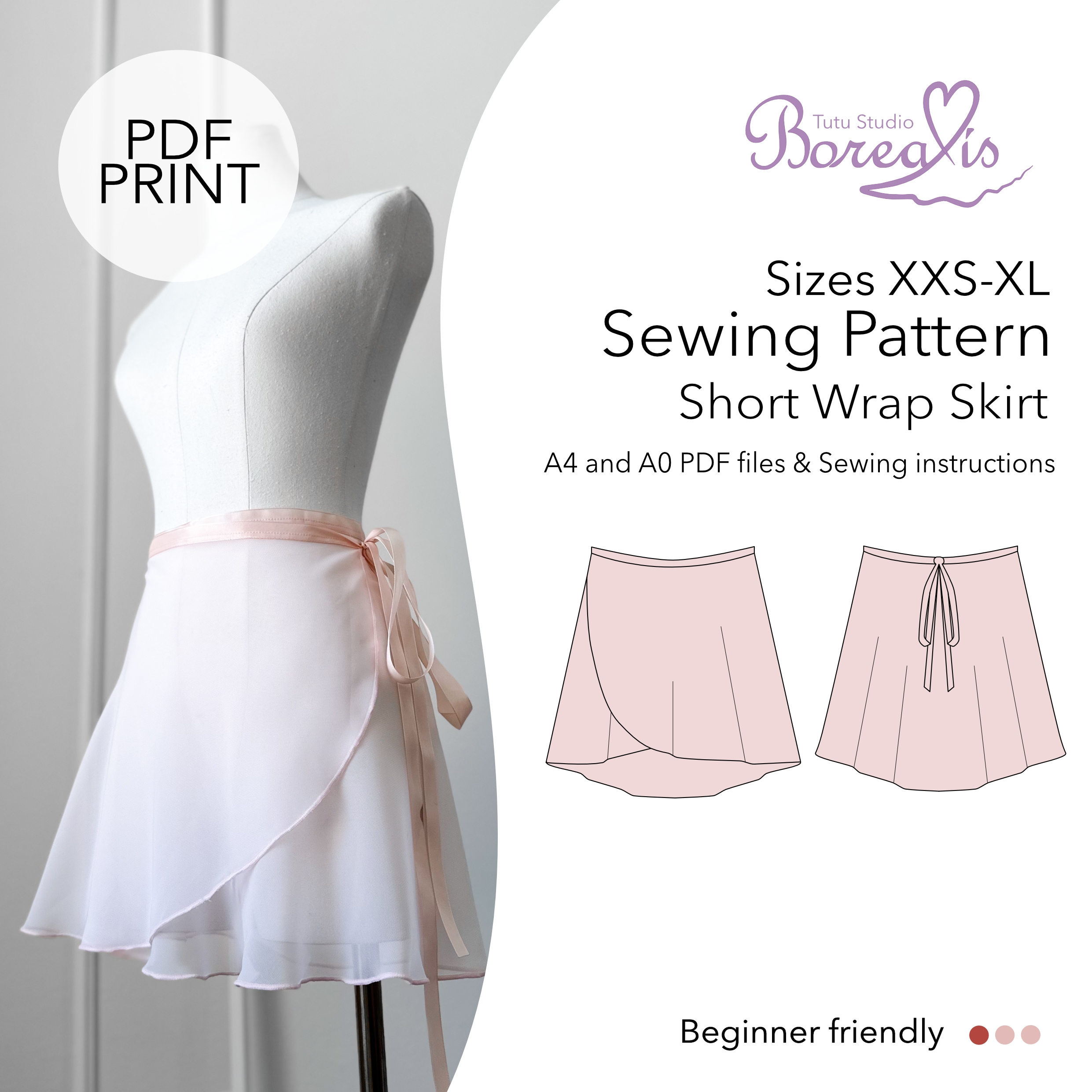 SEWING PATTERN Short Wrap Skirt Tutu Studio Borealis