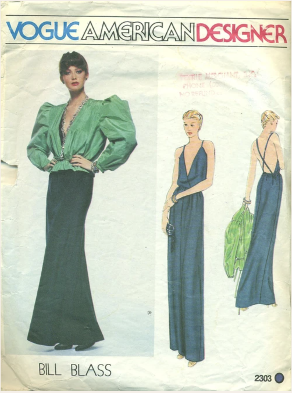 Sewing Vogue American Designer Bill Blass 2303 Patricia Torvalds