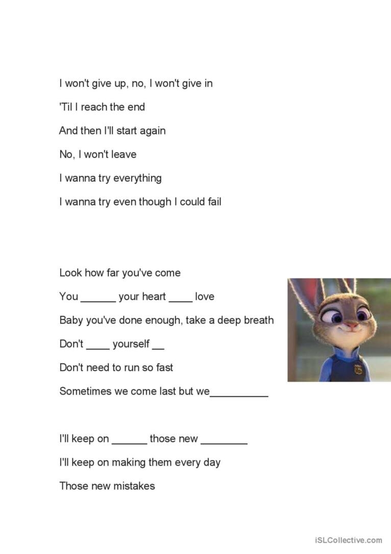 Shakira Try Everything English ESL Worksheets Pdf Doc