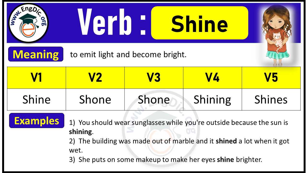 Shine Verb Forms Past Tense And Past Participle V1 V2 V3 EngDic Shine Verb Forms Past Tense And Past Participle V1 V2 V3 EngDic