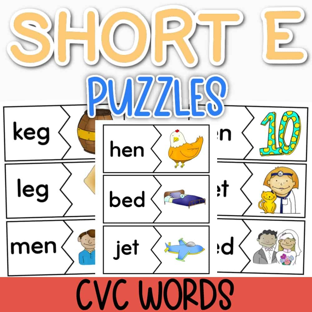 Short E Sound Cvc Words Free Printables Puzzles