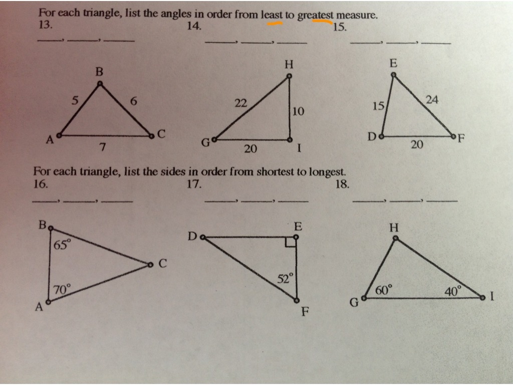 ShowMe Triangle Inequality Theorem Worksheets Library
