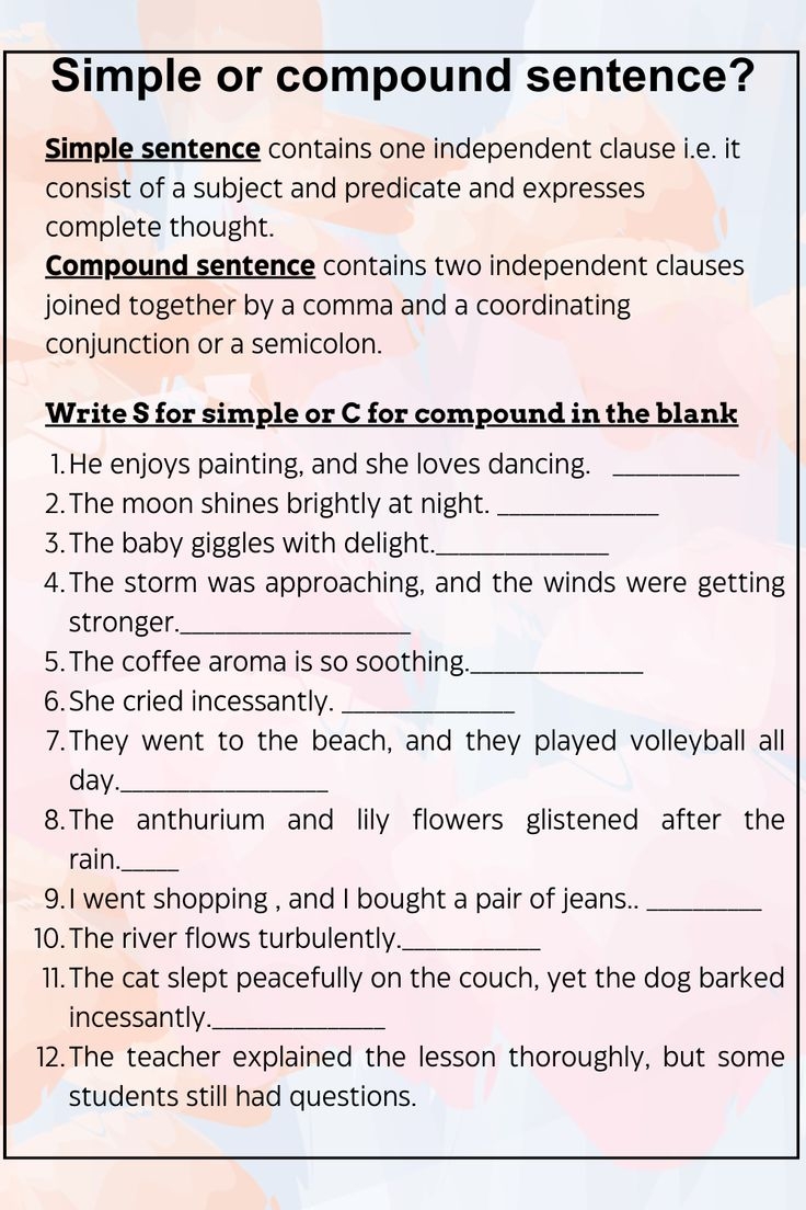 Simple And Compound Sentence Simple And Compound Sentence