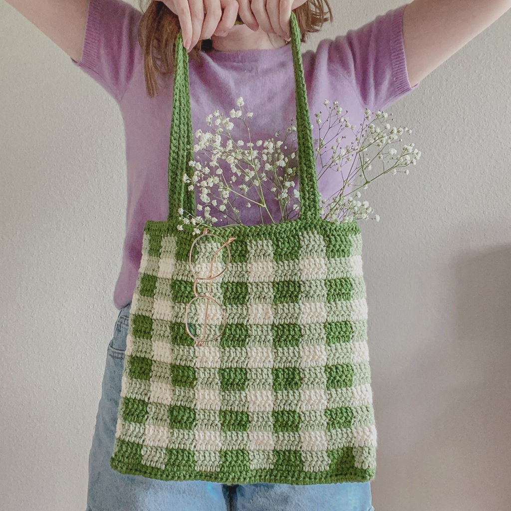 Simple Crochet Gingham Tote Bag Free Pattern Video Tutorial Hayhay Crochet