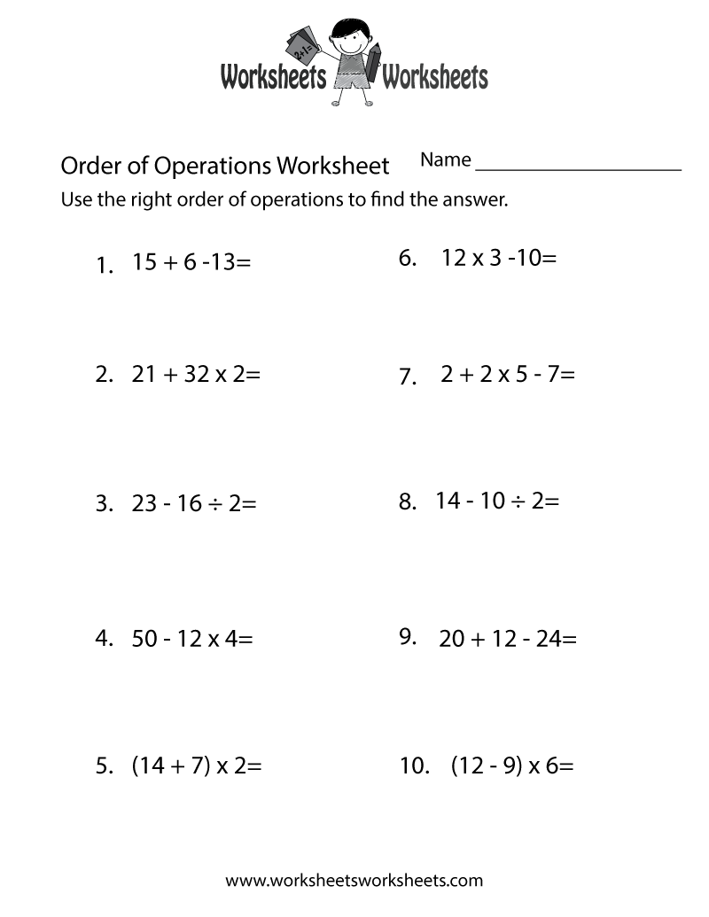 Simple Order Of Operations Worksheet Worksheets Worksheets Worksheets Library Simple Order Of Operations Worksheet Worksheets Worksheets Worksheets Library