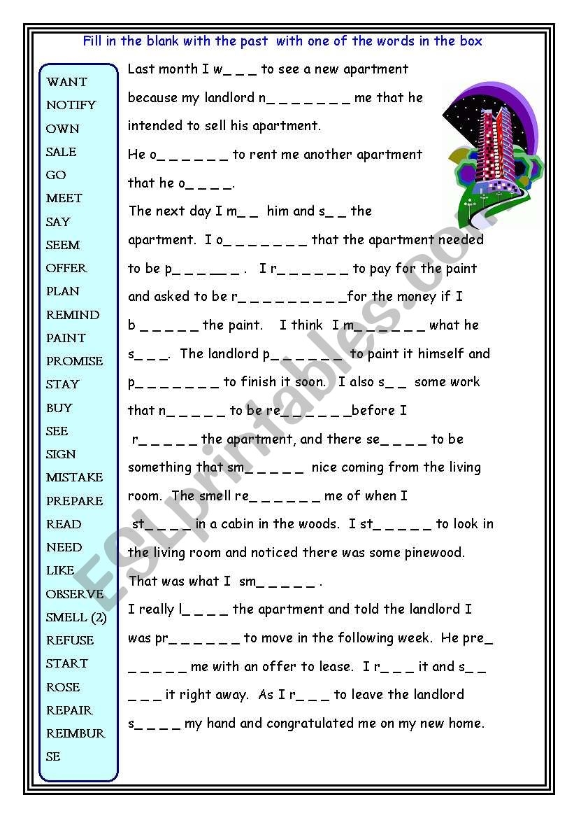 SIMPLE PAST TENSE ESL Worksheet By GIOVANNI SIMPLE PAST TENSE ESL Worksheet By GIOVANNI