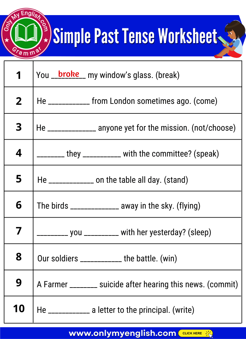 Simple Past Tense Exercise With Answer Onlymyenglish Simple Past Tense Exercise With Answer Onlymyenglish