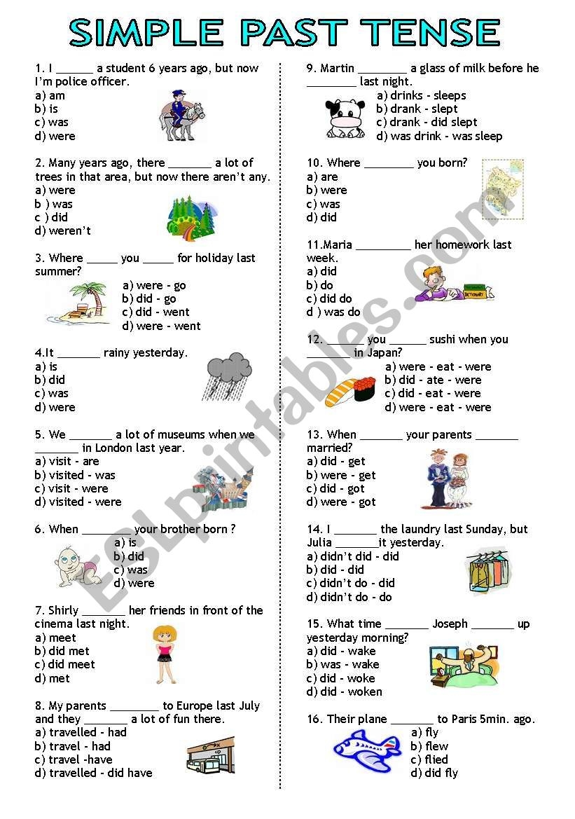Simple Past Tense Test ESL Worksheet By Bburcu