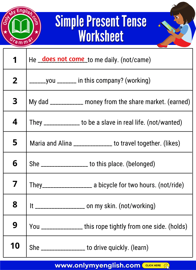 Simple Present Tense Exercise With Answer Onlymyenglish Simple Present Tense Exercise With Answer Onlymyenglish