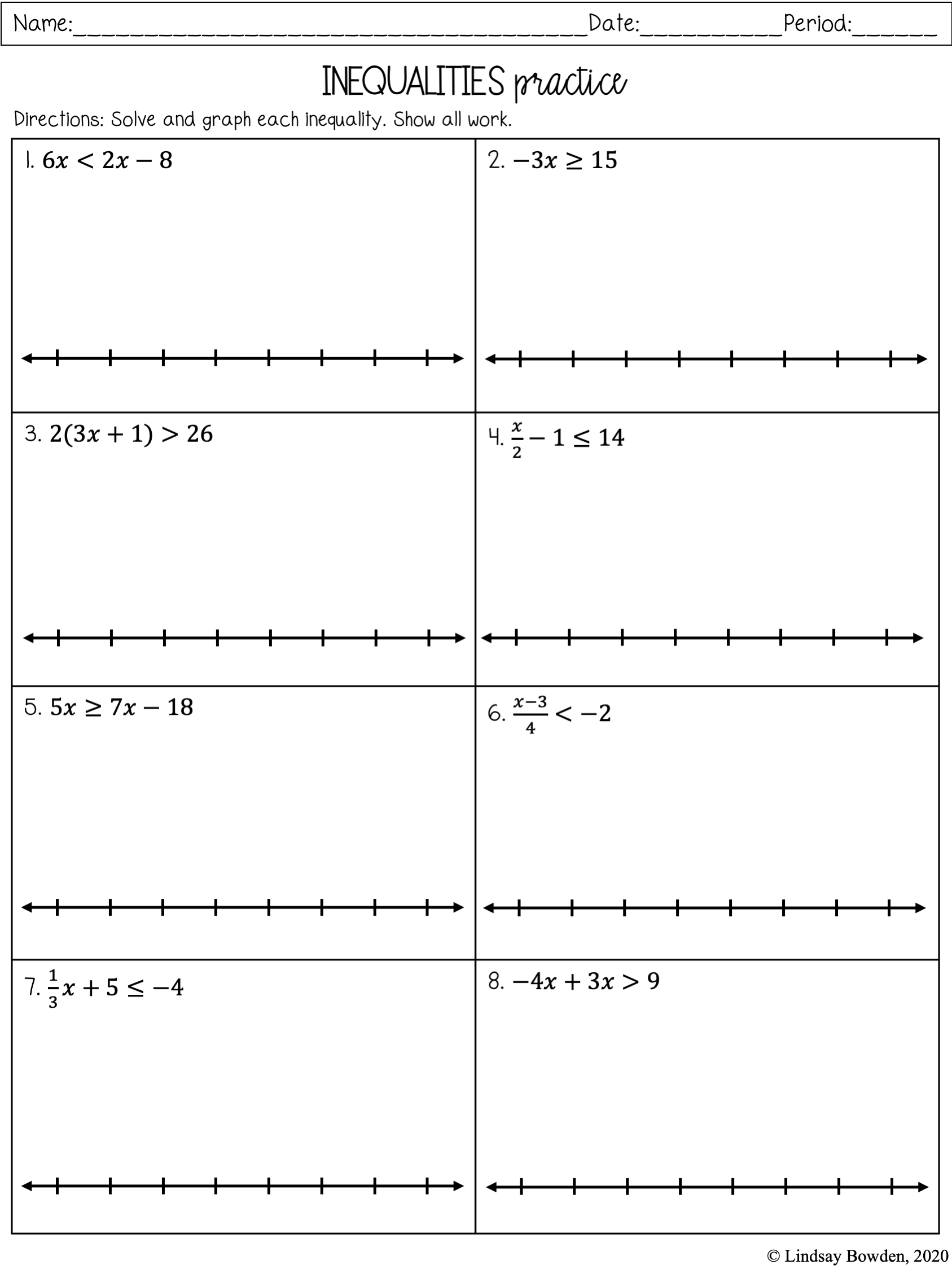 Single Variable Inequalities Worksheets Worksheets Library