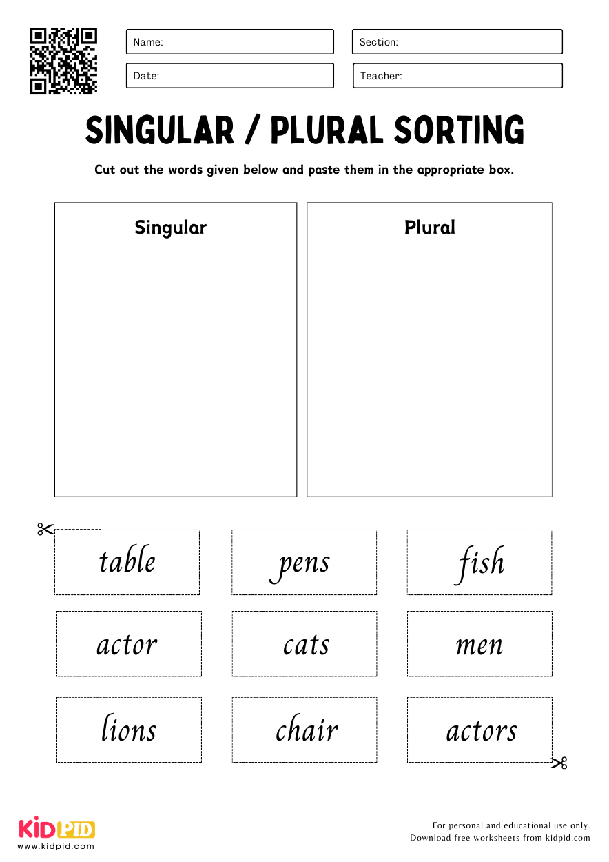 Singular And Plural Noun Cut Paste Activity Worksheet Kidpid Singular And Plural Noun Cut Paste Activity Worksheet Kidpid