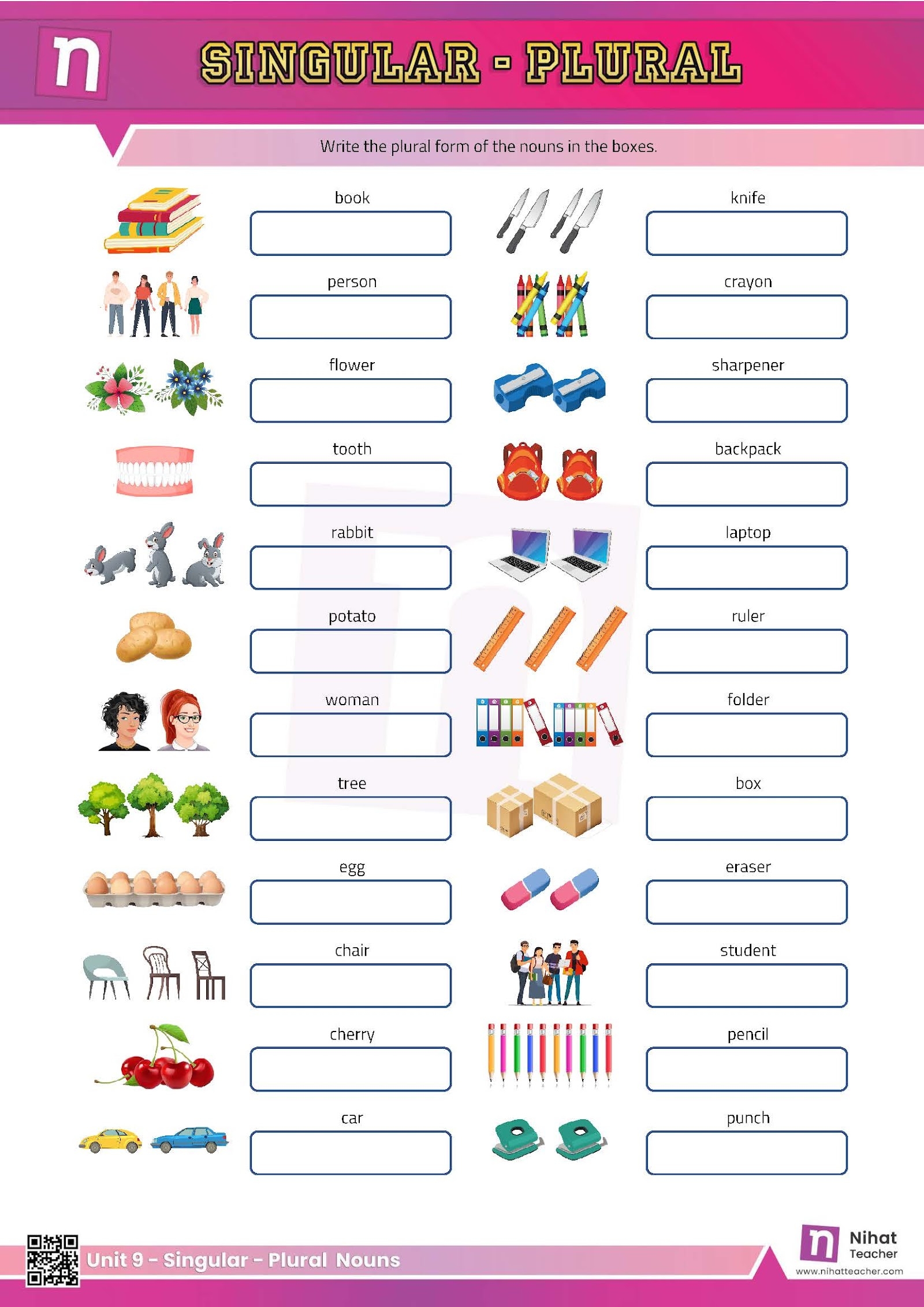 Singular And Plural Nouns Worksheet Worksheets Library