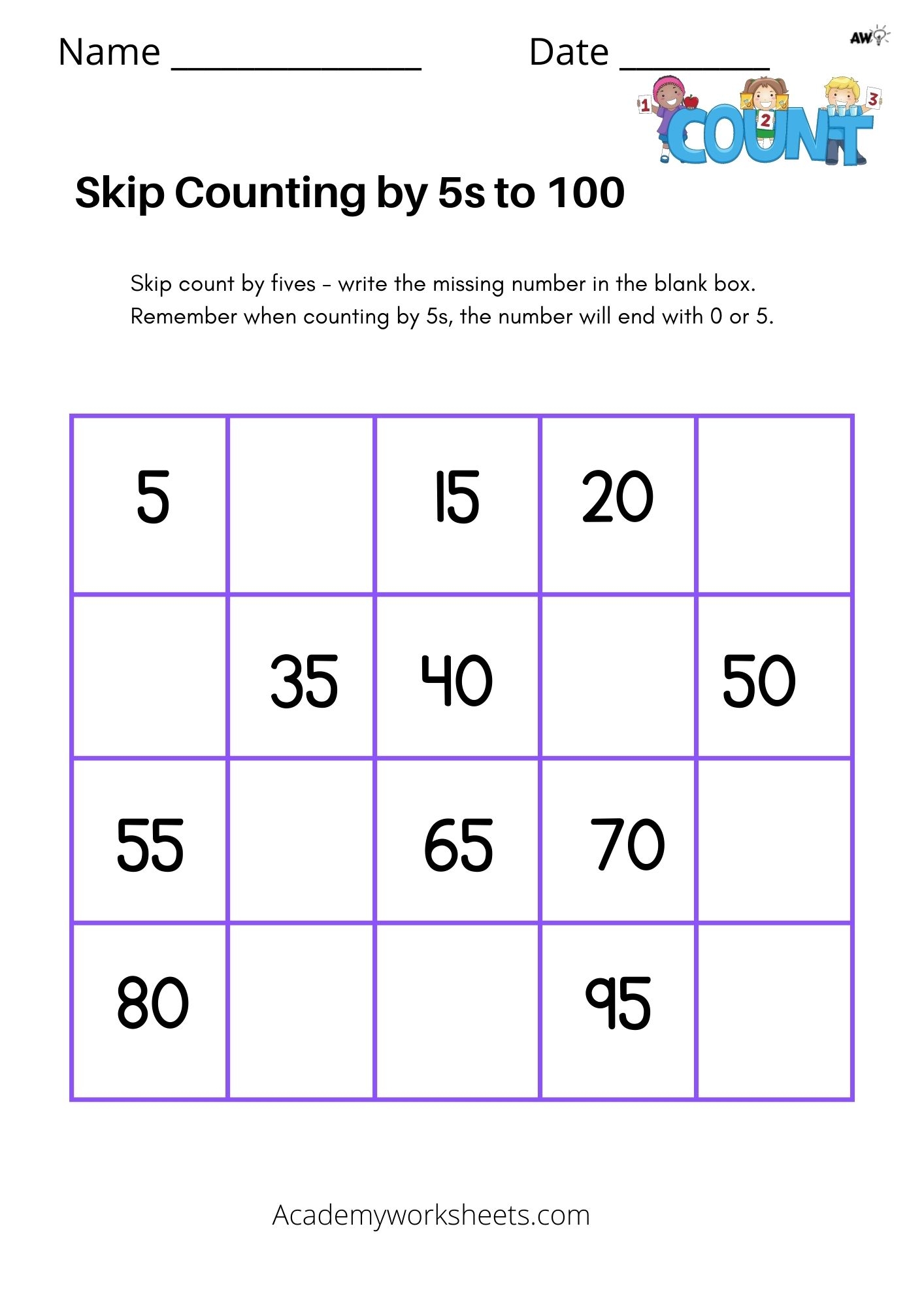 Skip Counting By 5 Worksheets Academy Worksheets Worksheets Library