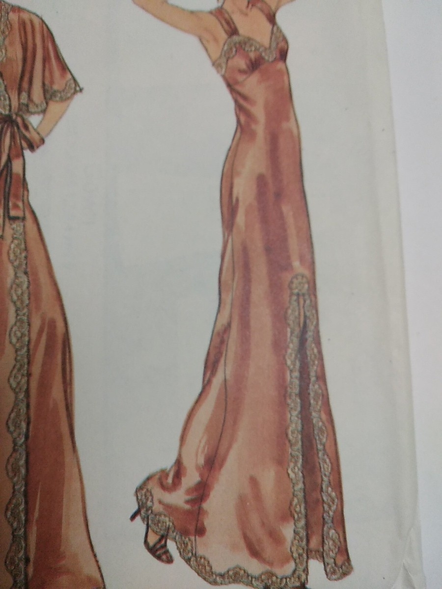 Slip Dress Gown Robe Belt 12 VOGUE 7254 Sewing Pattern UC VTG 80s Evening Slit EBay