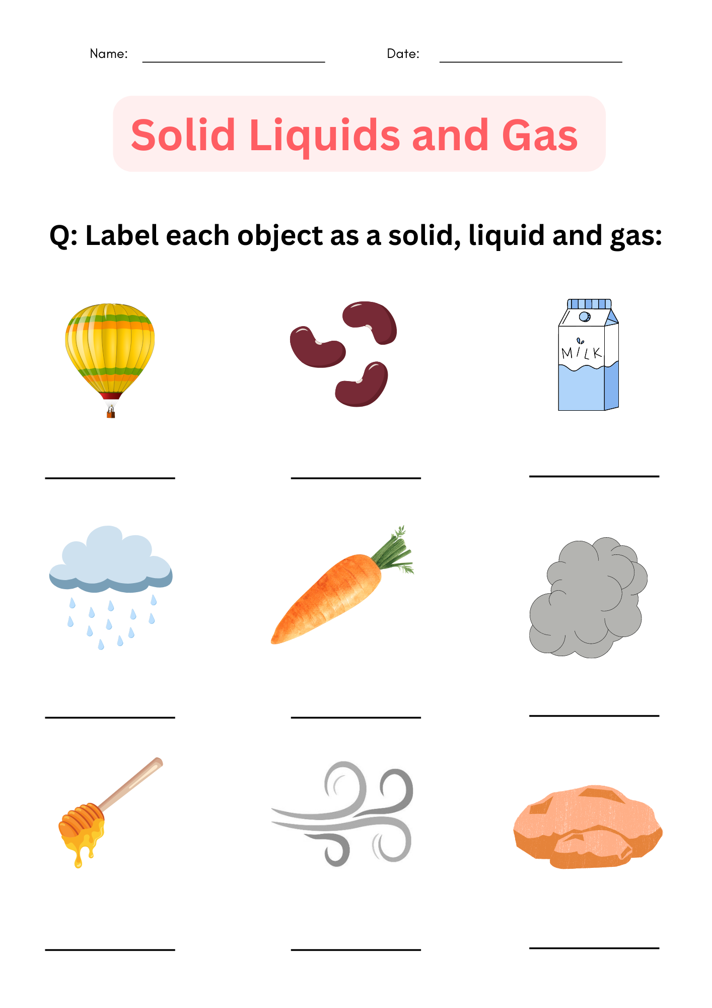 Solid Liquid Or Gas Sincovaga br Worksheets Library