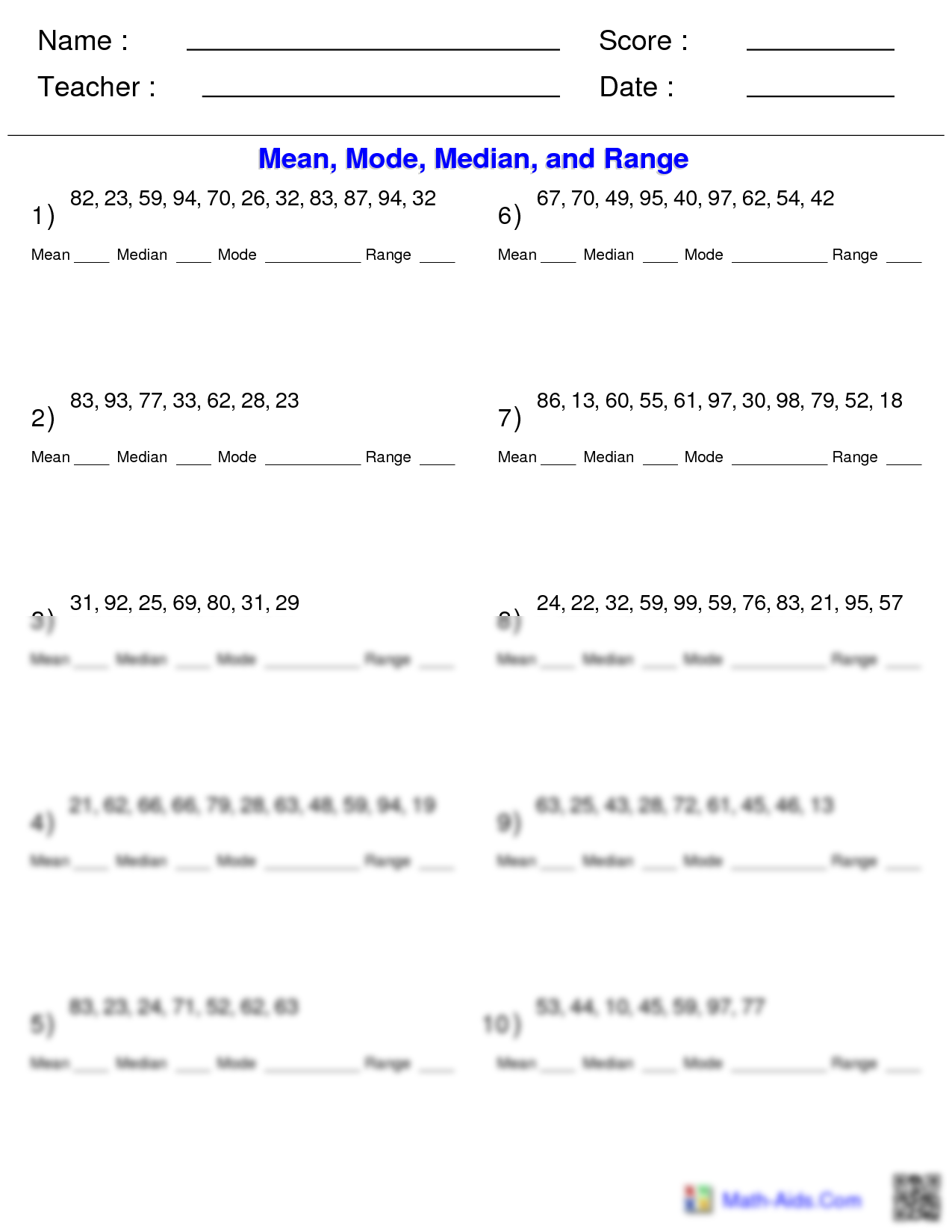 worksheet about mean median mode worksheet about mean median mode