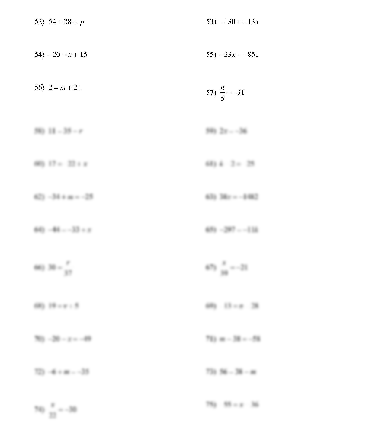 SOLUTION One Step Equations Worksheet Studypool Worksheets Library