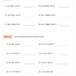Solving Quadratic Equations B By Factoring Worksheet Algebra I PDF Worksheets Cazoom Math