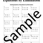 Solving Systems Of Equations By Elimination Worksheet Teaching Resources