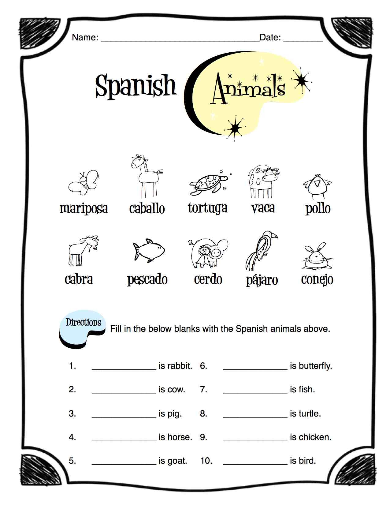 Spanish Animals Worksheet Packet Made By Teachers Spanish Animals Worksheet Packet Made By Teachers