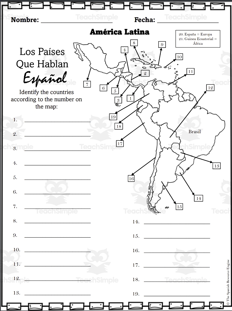 Spanish Countries And Capitals Speaking Spanish Maps By Teach Simple Spanish Countries And Capitals Speaking Spanish Maps By Teach Simple