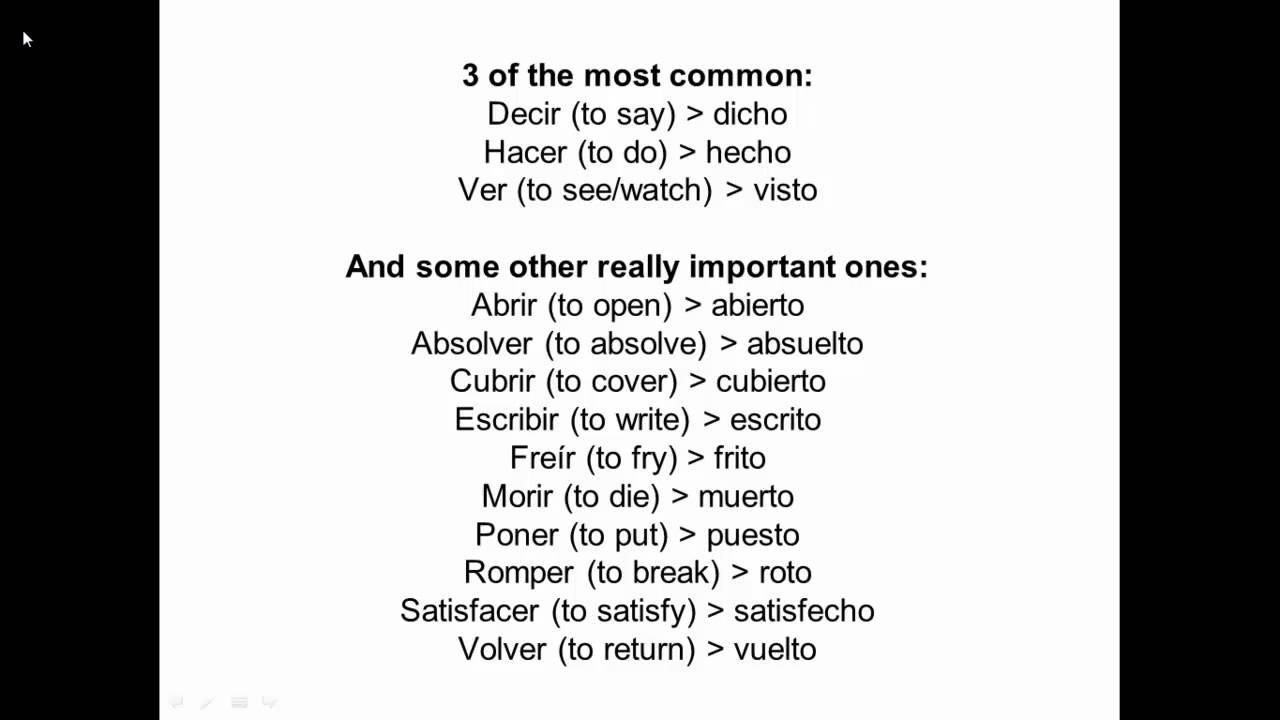 Spanish Irregular Verbs Perfect Tense Professor Gold Star YouTube Spanish Irregular Verbs Perfect Tense Professor Gold Star YouTube