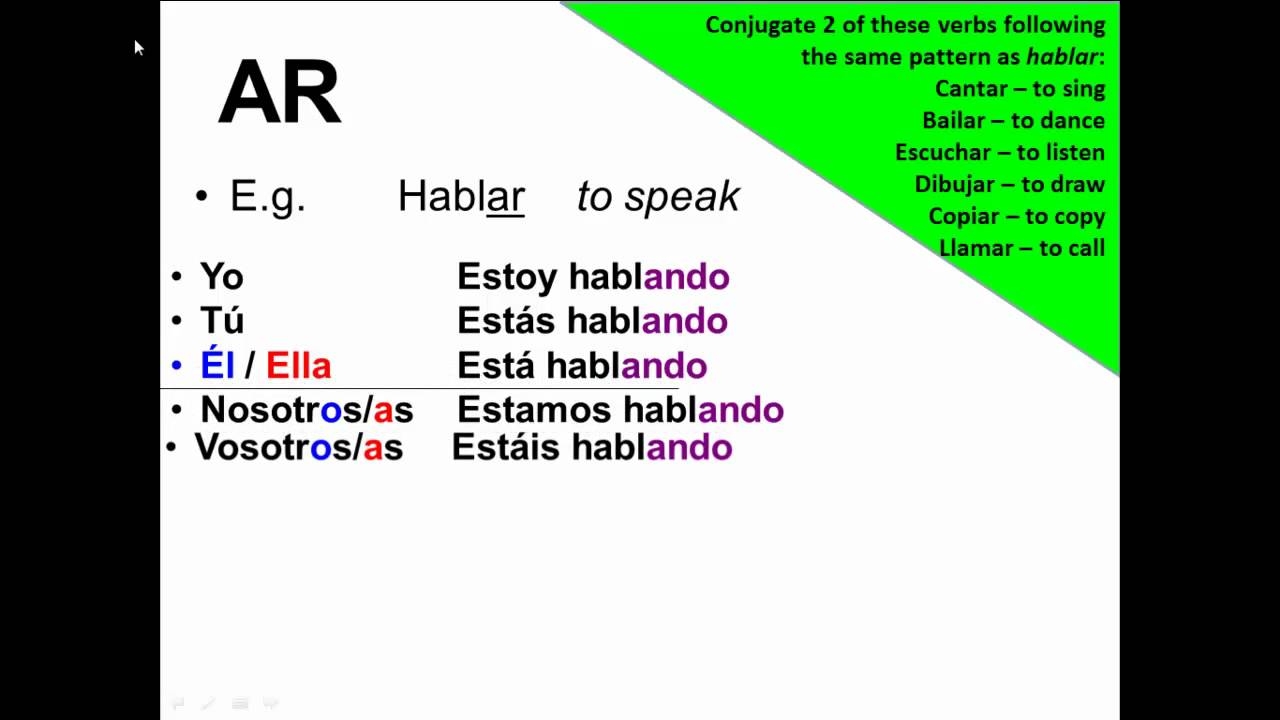 Spanish Regular Verbs Present Continuous Tense Professor Gold Star YouTube Spanish Regular Verbs Present Continuous Tense Professor Gold Star YouTube