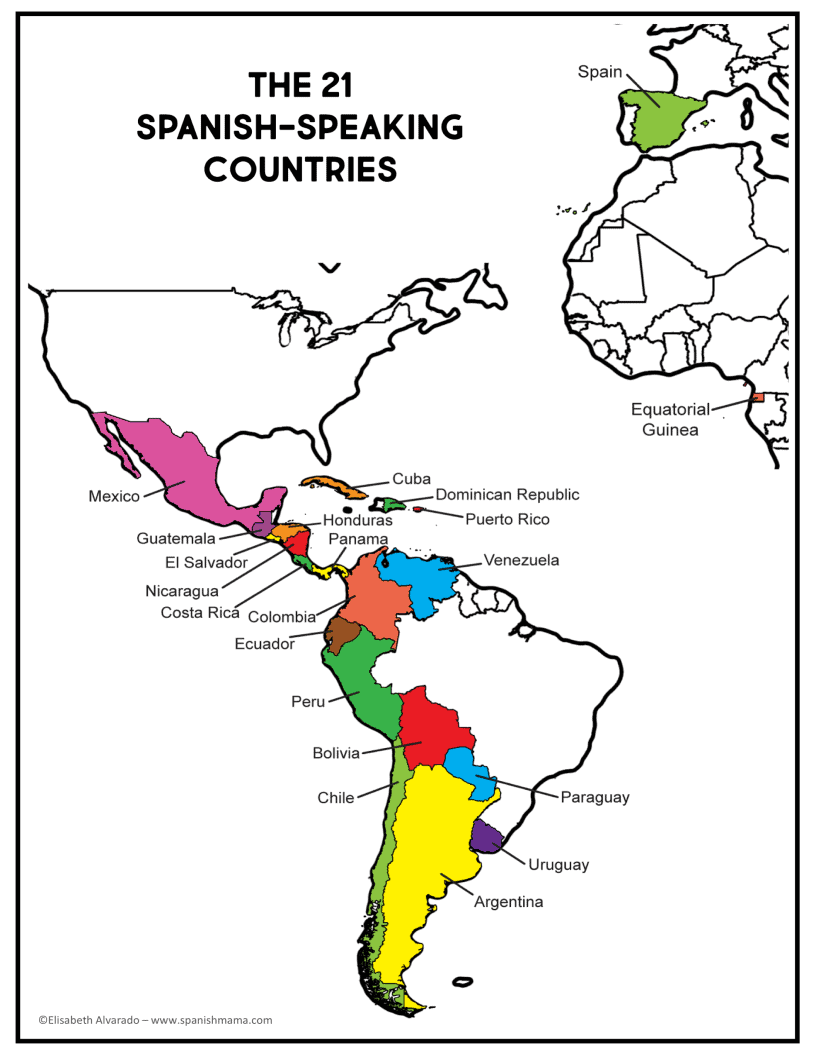 Spanish Speaking Countries Map And Game Cards Spanish Speaking Countries Map And Game Cards
