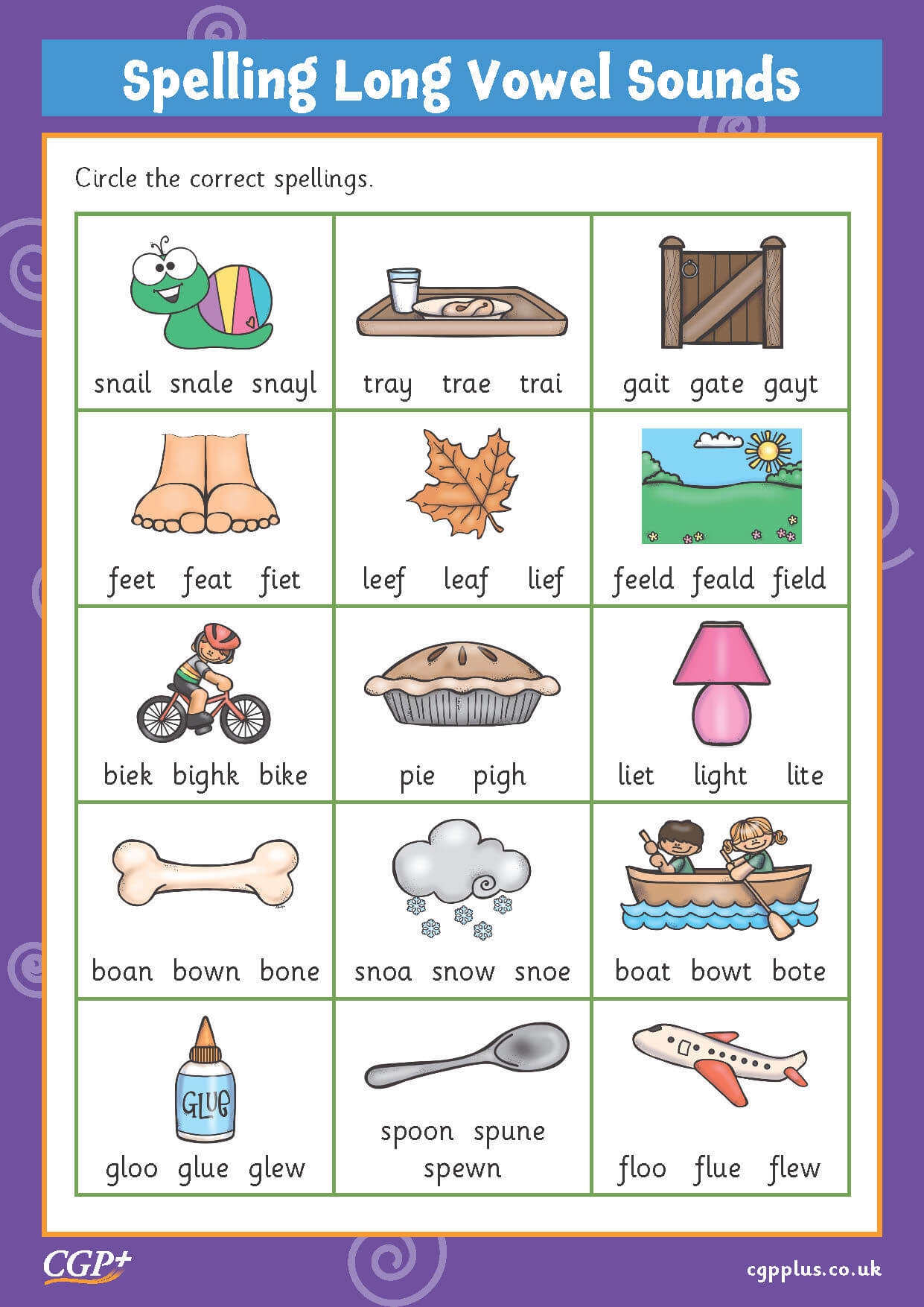 Spelling Long Vowel Sounds Foundation Year 1 CGP Plus Worksheets Library