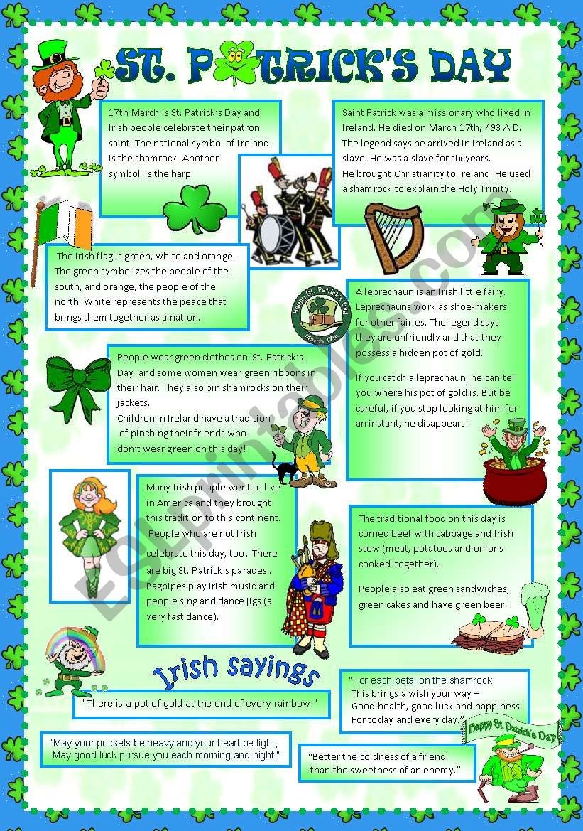 ST PATRICK S DAY ESL Worksheet By Asungilsanz ST PATRICK S DAY ESL Worksheet By Asungilsanz