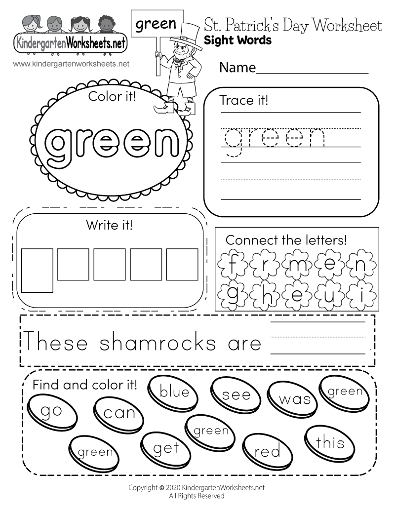 St Patrick s Day Sight Words Worksheet Free Printable Digital PDF