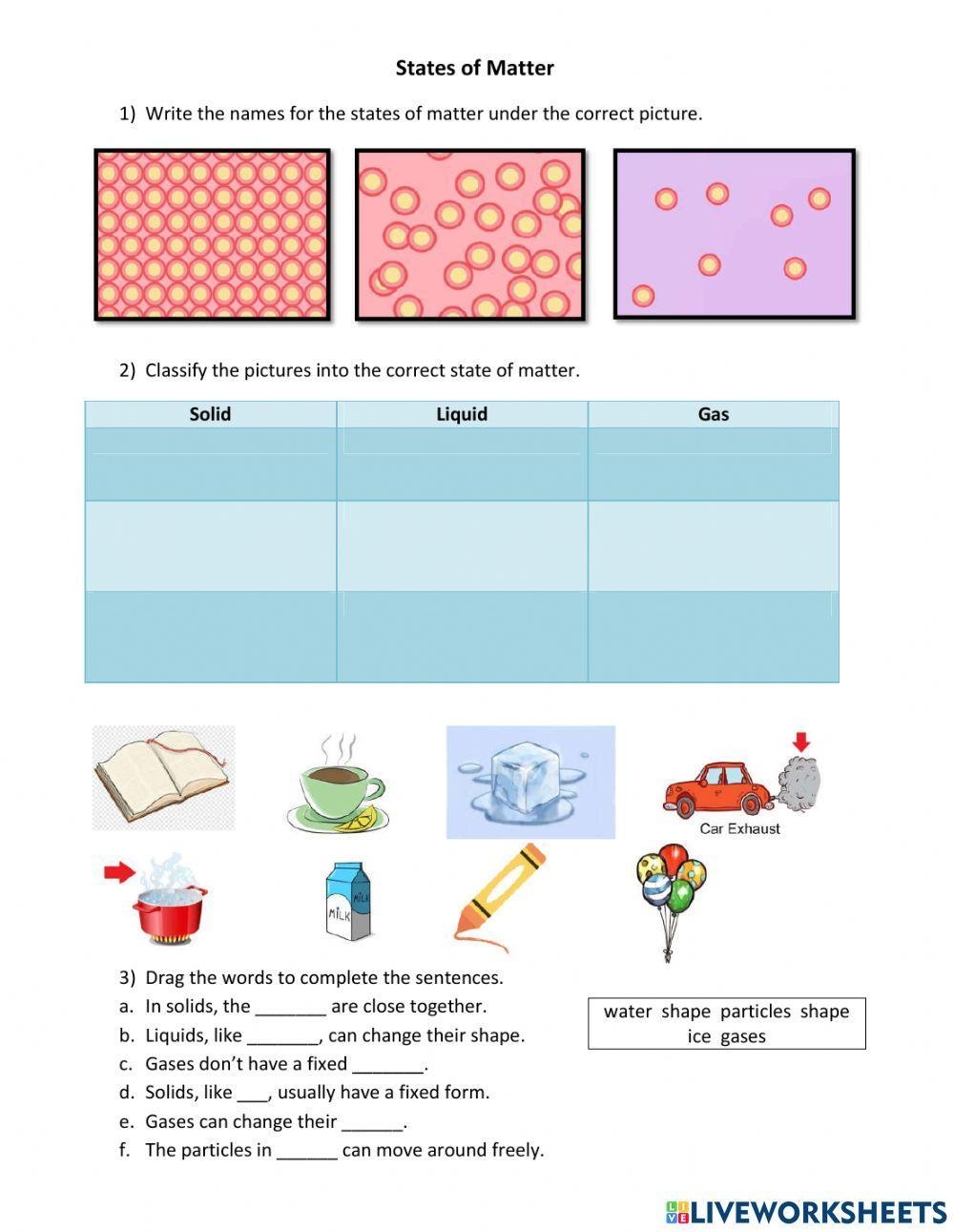 States Of Matter Online Activity For 4th Grade Live Worksheets Worksheets Library